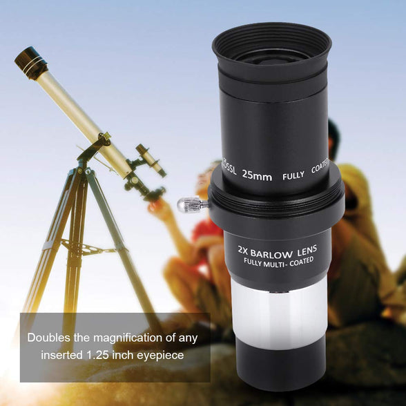 1.25inch Telescope Eyepiece - Astronomy Telescope Eyepiece Set 4/10/25mm + 2X Barlow Lens Kit for Astronomy - Plossl Telescope Lens with Adapter Telescope Accessory Set