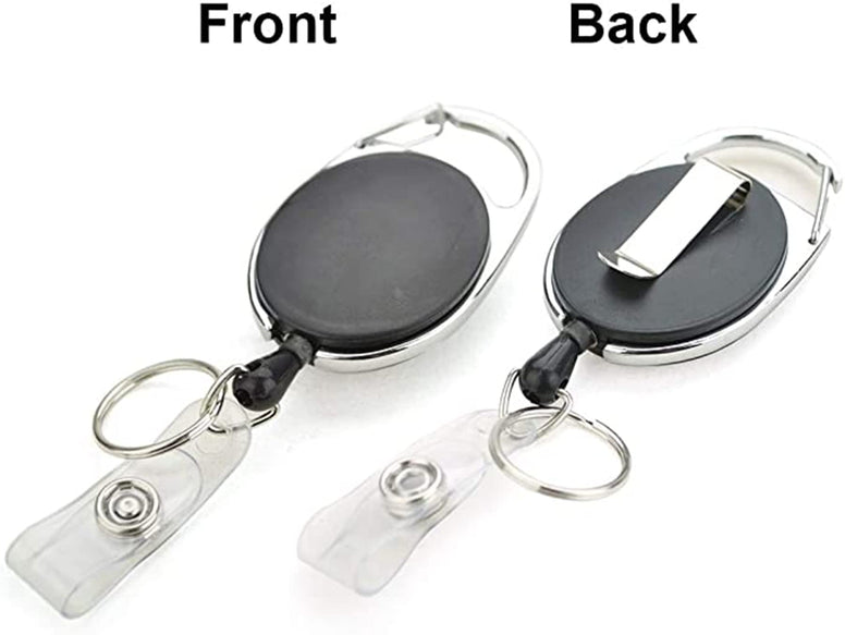 ELECDON 4 Packs Retractable Keychain, Badge Holder Reel Clip, Heavy Duty Name Tag ID Card Holder, Keychain Ring Carabiner, Keys Cards ID Badges, for Hung on Waist, Chest, Backpack, Trouser Pocket