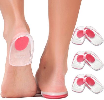 Gel Heel Cups, 3 Pairs Silicone Silica Orthotic Gel Pads Cushions Insole for Plantar Fasciitis, Bone Spurs Pain Relief, Sore Heel Pain, Achilles Pain, and Foot Care