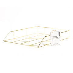 U Brands Desktop Letter Tray, Wire Metal, Gold
