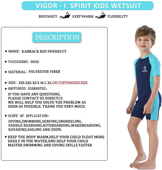 Karrack Girls and Boys One Piece Rash Guard Swimsuit Kid Water Sport Short Swimsuit UPF 50+ Sun Protection Bathing Suits