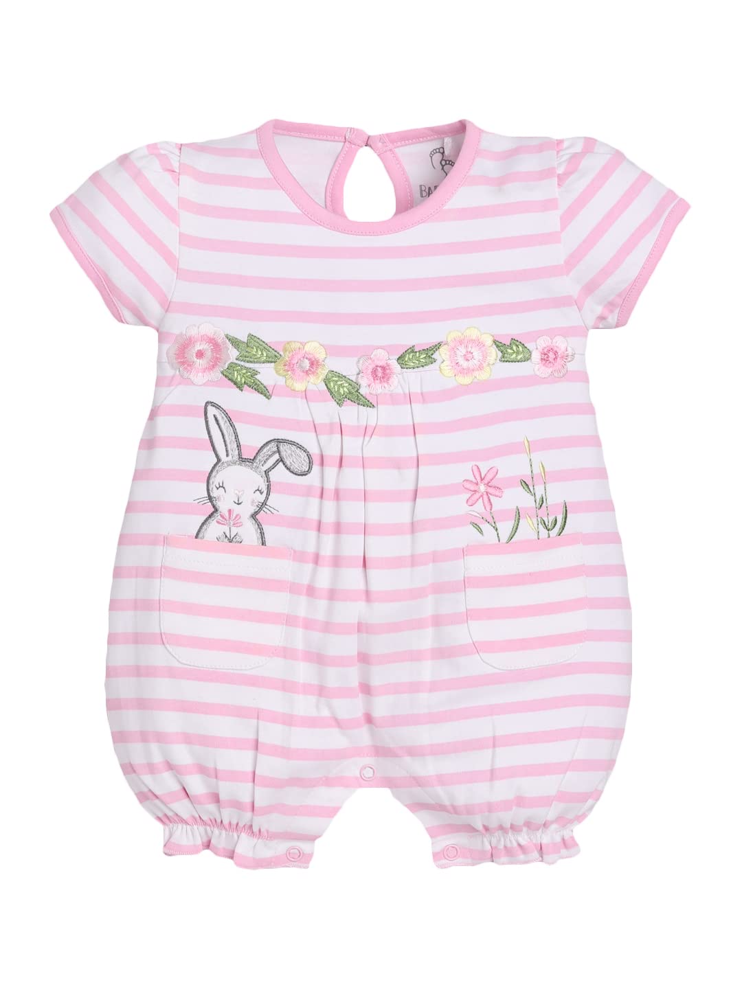 BABY GO 100% Pure Cotton Half Sleeves Romper/Sleepsuit for Baby Girls (3-6 Months)