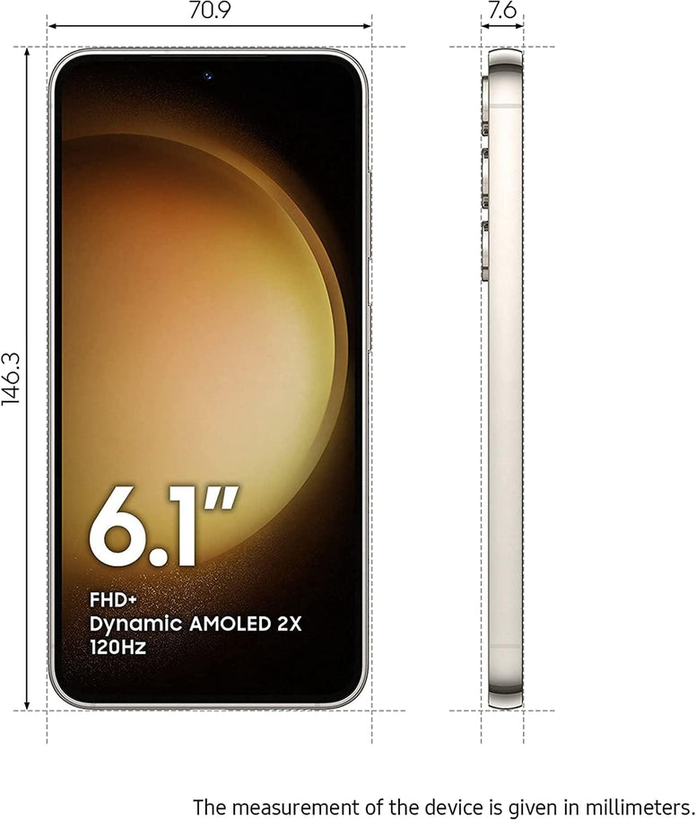 SAMSUNG Galaxy S23, 256GB, Cream, (SNAPDRAGON) 5G Mobile Phone, Dual SIM, Android Smartphone- International Version, white