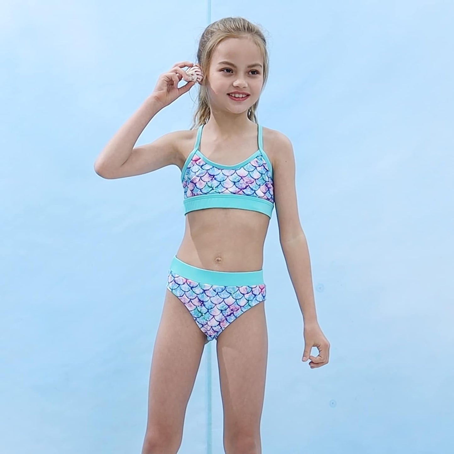 Vogseek Rash Guard Swimwear Girls 3-Piece Short Sleeve Swimsuit Kids Bathing Suit UPF 50+ Quick Dry Bikini Girls 7T-13T