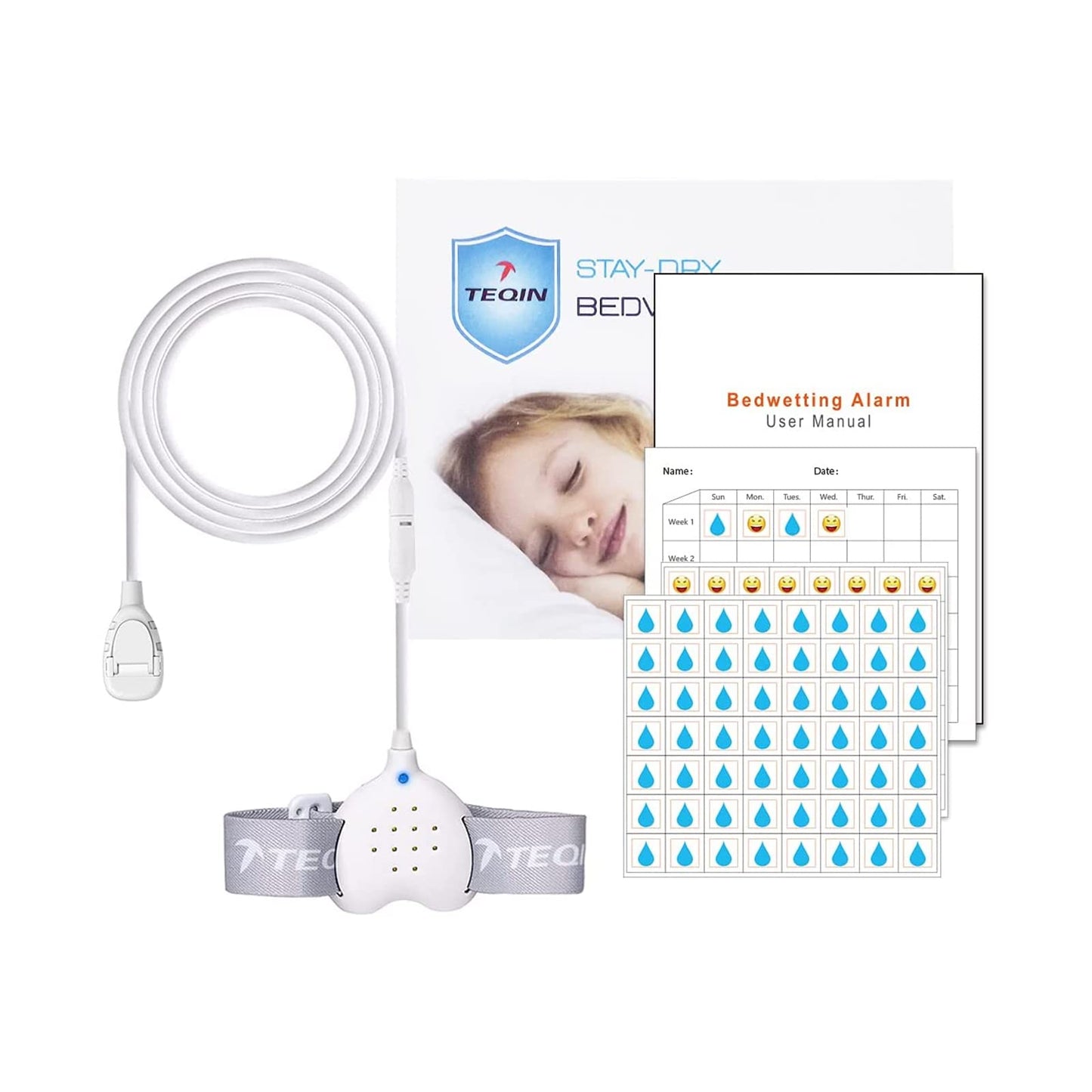 Bedwetting Alarm for Boys Girls Kids, Loud Sound and Strong Vibration, USB Rechargeable Potty Alarm, Bed-wetting Sensor for Kids Adults