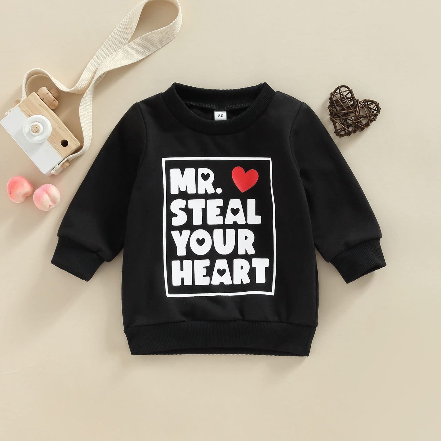 Eadrioss Toddler Baby Boys  Valentine's Day Outfit MR. Steal Your Heart Sweatshirt Spring Valentines Clothes Top  0-6 month