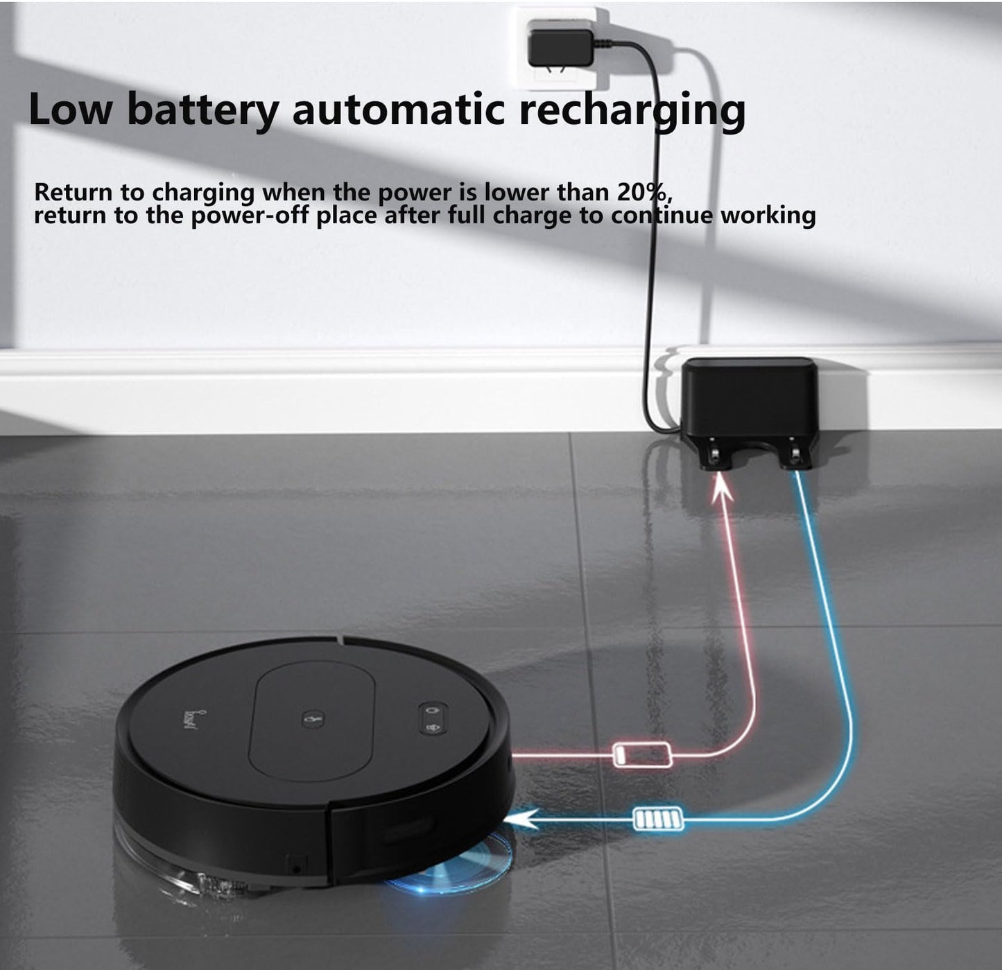 Robot Vacuum with Mop, 3600Pa Automatic Self-Charging Robotic Vacuum Cleaner,2 in 1 Mopping Robot Vacuum with Watertank & Dustbin,Self-Charging,Slim,Strong Suction,Ideal for Hard Floor,Pet Hair,Carpet