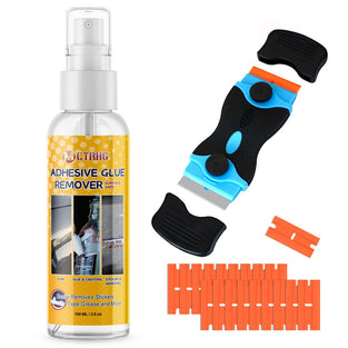 MCTRHG Adhesive Remover Surface Safe Spray with Scraper & 19 Extra Plastic Razor Blades for Rapidly Removing Labels, Sticker, Glue, Chewing Gum, Decals, Tape