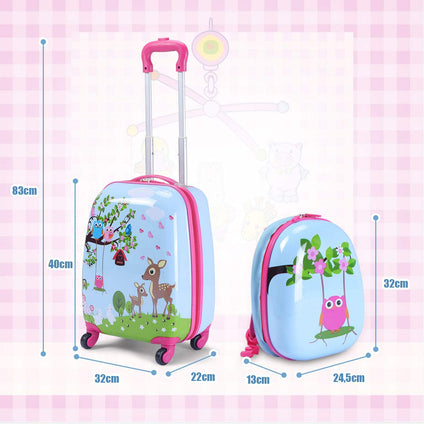 SPSUPE Kids' Cute Cartoon Pattern Travel Trolley, Multicolor, Multicolor, Cute Cartoon Pattern Travel Trolley