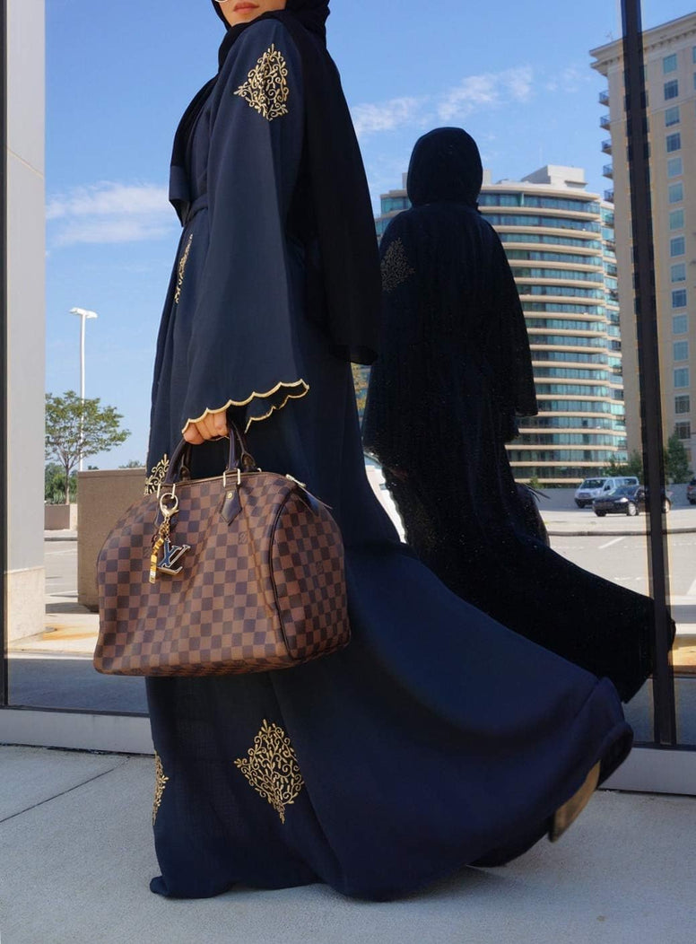 Nukhbaa Womens Abaya Made With Fine Fabric, Comes With Matching Hijab AJ1007A