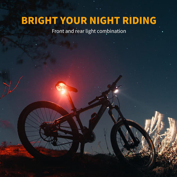 Bike Lights Set Ultra Bright, Bicycle Light Rechargeable with 6 Spot & Flood Beams, IP65 Waterproof Bike Lights for Night Riding, DIY 4X4 + 6X6 Lightning Modes Bike Headlight and Tail Light