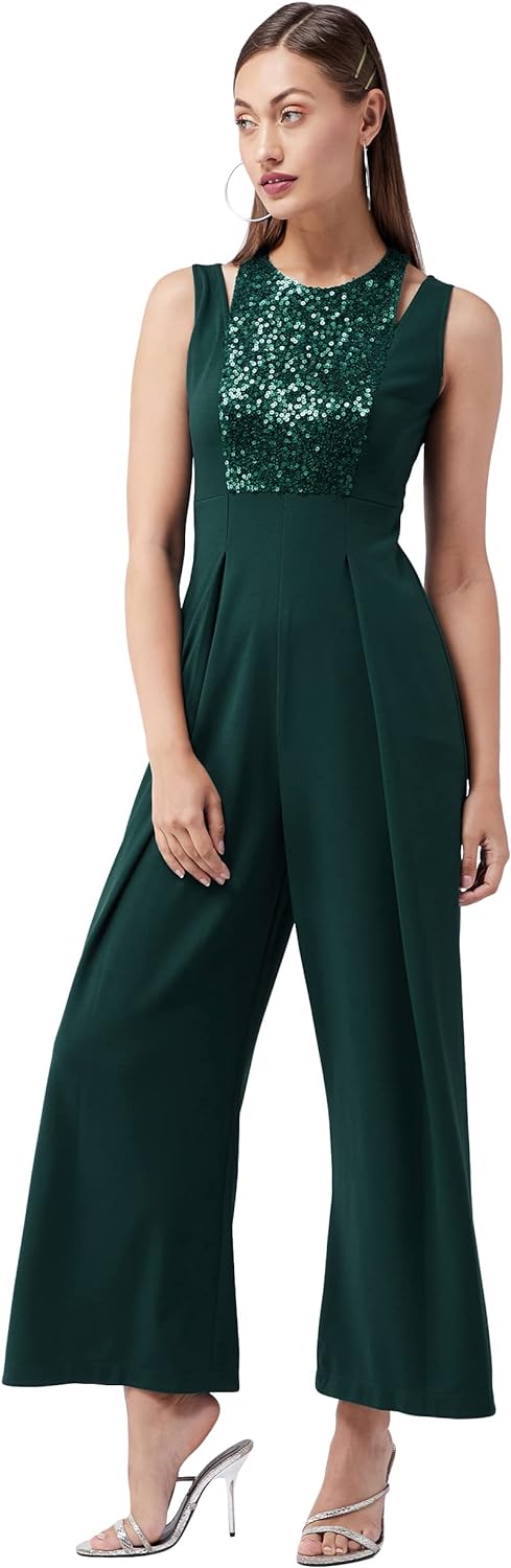 Miss Olive Women's Regular Fit Shirt Style Solid Jumpsuit