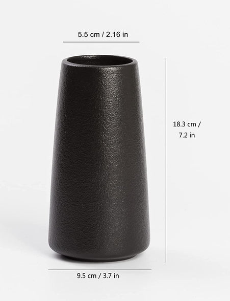 Premium Quality Ceramic Vase Flower Vase -Minimalism Style for Modern Table Shelf Home Decor, Fit for Fireplace Bedroom Kitchen Living Room Centerpieces Office Desk(Solid Black)