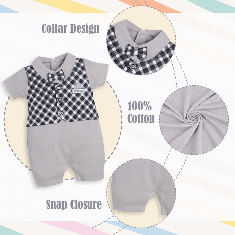 BABY GO 100% Pure Cotton Half Sleeves Casual Romper/Jumpsuit for Baby Boys 6-9 Months
