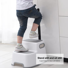 2 Step Stool for Kids，Anti-Slip Sturdy Toddler Two Step Stool with Handles，Kids Step Stool for Potty Training, Bathroom Toilet and Kitchen Step Stool