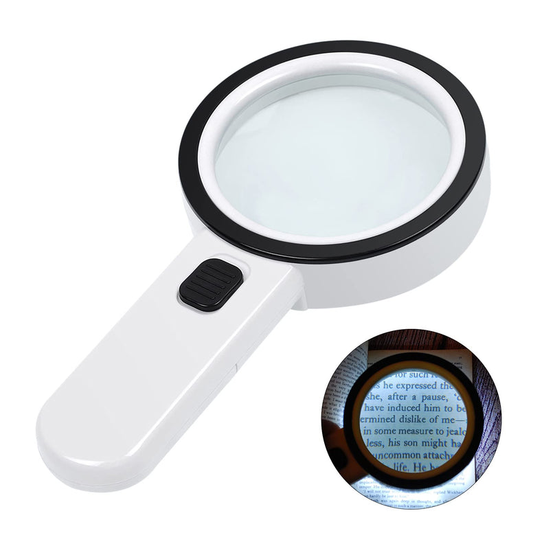 Magnifying Glass with Light, 30X Handheld Large Magnifying Glass 12 LED Illuminated Lighted Magnifier for Macular Degeneration, Seniors Reading, Soldering, Inspection, Coins, Jewelry, Exploring