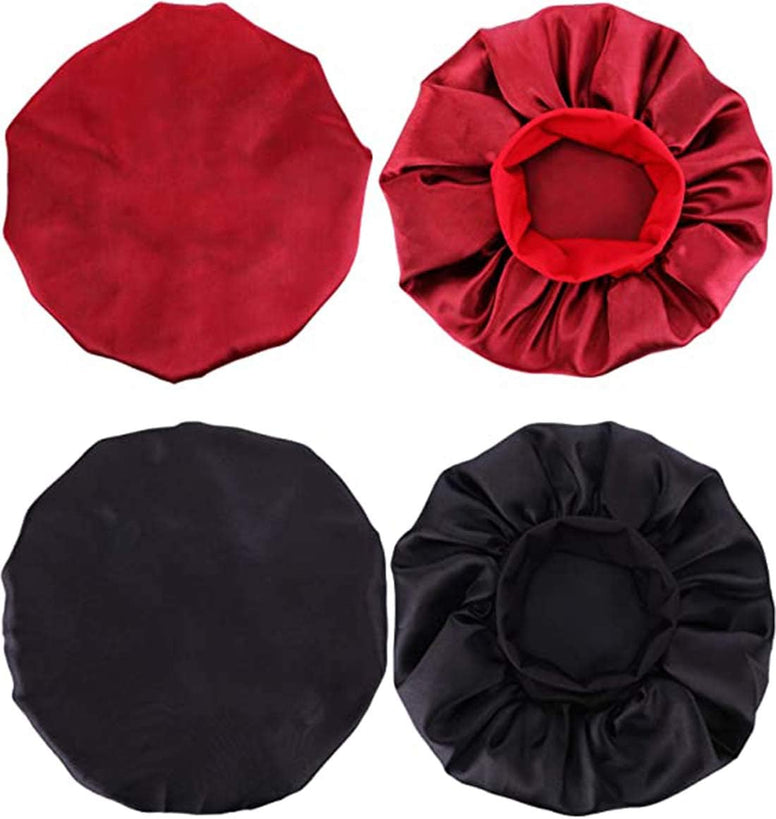 Glitz 2 Pieces Soft Satin Head Scarf Sleeping Cap Bonnet Headwear Head Cover Turbans for Women