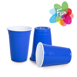 fun Plastic Party Cups 16oz Blue Sturdy Red Birthday for All Occasions, 475ml 25pieces