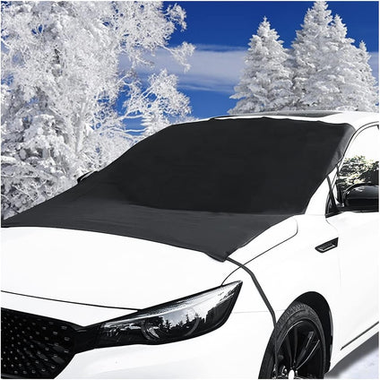 AUKEPO Car Windshield Snow Cover, 600D PVC Coated Polyester Fabric Windproof Waterproof Windshield Cover/Protector for Snow Frost, Applicable to All Seasons, Windproof Cover Fits Most Cars, SUV, Van