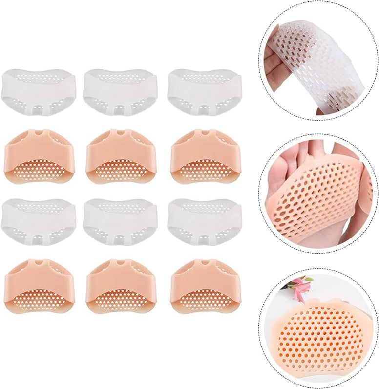 Healifty 12Pcs Forefoot Pads Silicone Toe Pad Toe Top Sock No Show Toe Liner Covers Not Slip Forefoot Metatarsal Socks Foot Toe Cushions for High Heels Flats Sandal