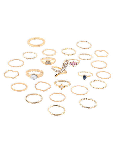 ZAVERI PEARLS Gold Tone Set Of 25 Stunning Stackable Finger Rings-Zpfk10581