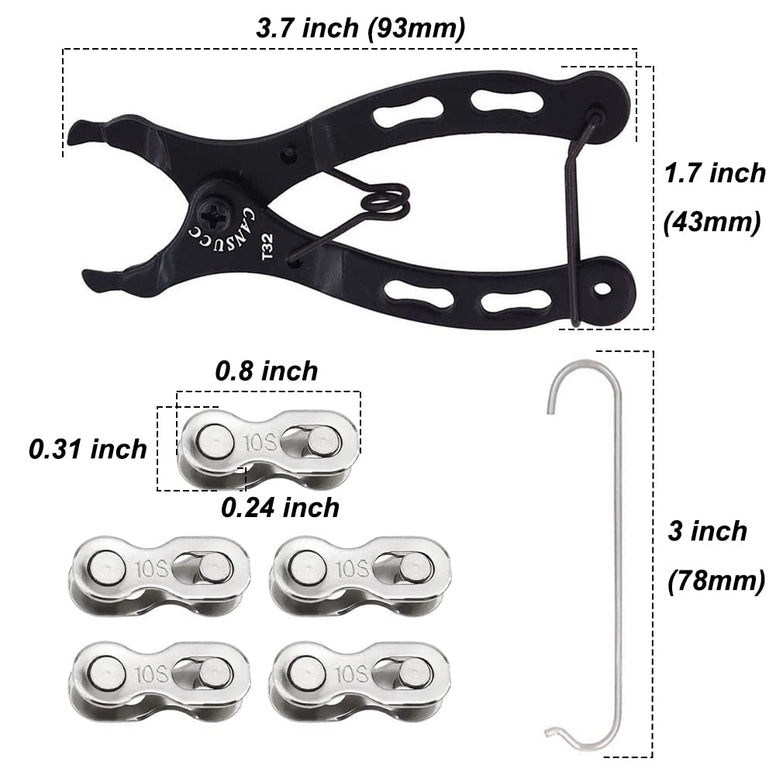 Saipe Bicycle Chain Repair Tool Kit, Bike Link Plier with 5 Pairs Quick Link Bicycle Chain Joint Connector Reusable MTB Magic Buckle Missing Link for 10 Speed Chain