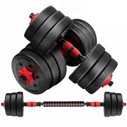 Max Strength- dumbbell and Barbell Set Weightlifting fitness black cement steel rubber adjustable dumbbell and Barbell Set 2 in 1