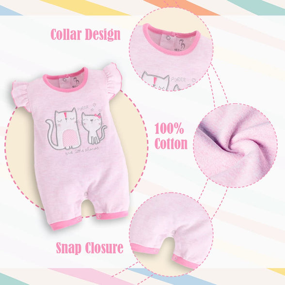 Baby Go 100% Cotton Half Sleeve Romper for Baby-Girls Pink