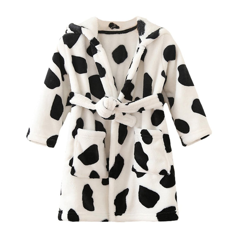 YOLIA Unisex Kids Robes Cute Hooded Sleepwear Soft Fleece Bathrobes Housecoat Gowns 110/3T