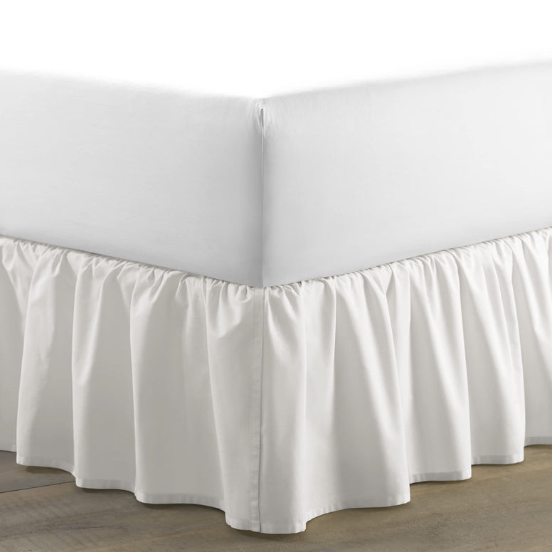 Laura Ashley | Solid Collection | Luxury Premium Hotel Quality Bedskirt, Easy Fit, Anti Wrinkle & Fade Resistant, Stylish Design for Home Décor, Queen, White