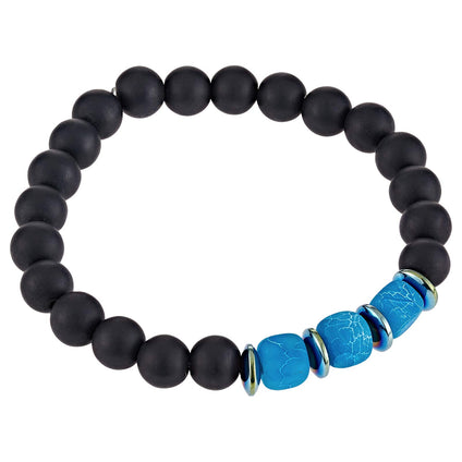 Alwan Onyx & Agate Elastic Bracelet for Men - EE3838CBBL