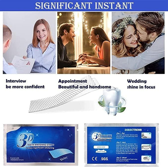 CMRT Unleash Your Dazzling Smile: 14 Whitening Strips | Peroxide-Free & Enamel-Friendly | Achieve Stunning 3D Whitening | Banish Stains from Coffee, Tea, Soda, Smoking, and More (7 Treatments)