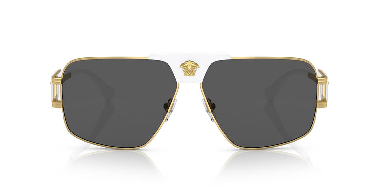 Versace Man Sunglasses Gold Frame, Dark Grey Lenses, 63MM