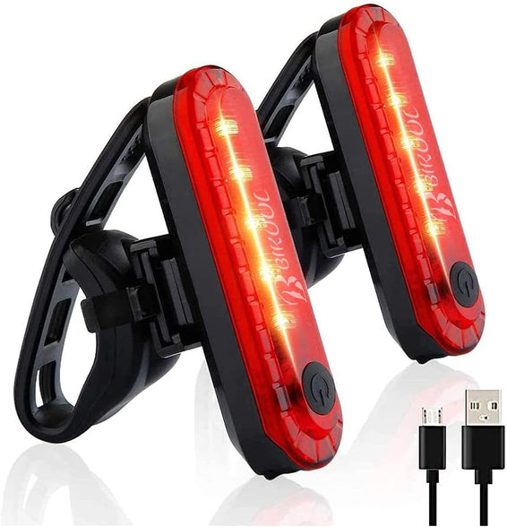 BIKUUL Ultra Bright Bike Tail Light, USB Rechargeable Taillight, Waterproof Bicycle LED Rear Light for Road MTB Mountain Bikes, Easy to Install for Cycling Safety 2Sets