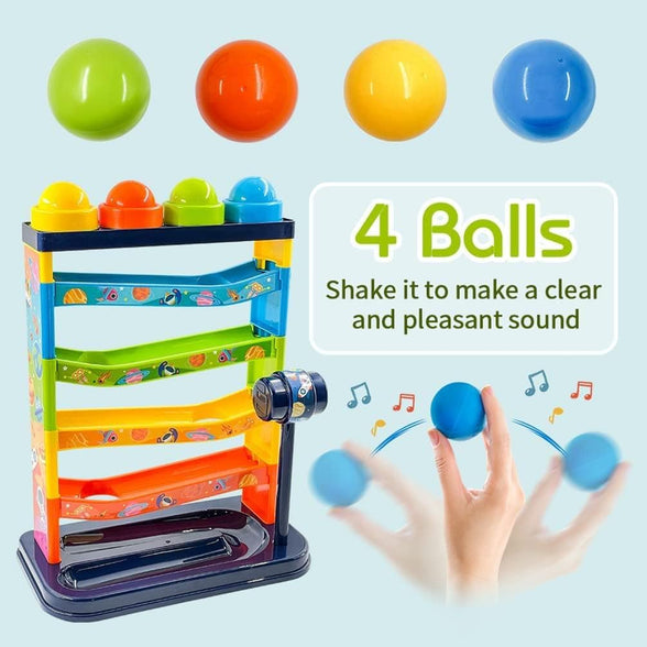 AM ANNA Pound a Ball Toy for Toddlers Boys and Girls, Hammer and Ball Toys with Ramp Tower Multicolored Balls, STEM Developmental Educational Fun Learning Toy Hammering Pounding Toys