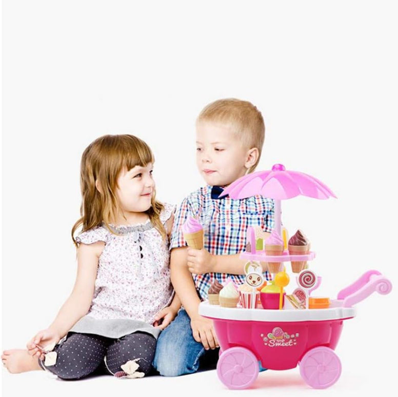 SAMSUNG Playset Toy Candy Ice Cream Car Toys Pretend Play Set Toy Pink Fun Toys 39 Pieces For Girls Gift