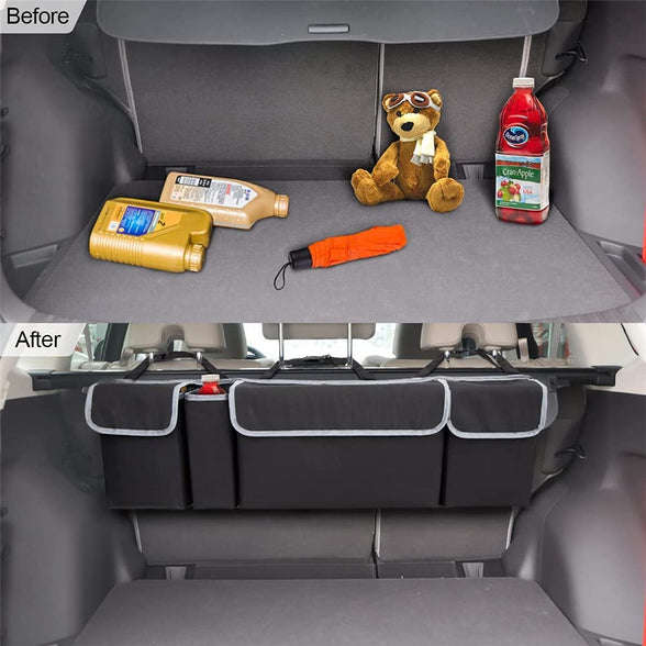 ELECDON Trunk Organizer Car Storage, Seat Back Storage to Keep Car Trunk Neat, Car Trunk Storage Organizer for SUV Gives You a Big Space Back Seat Trunk