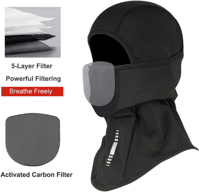 Balaclava Face Mask Winter Fleece Thermal Ski Mask, Windproof Dustproof Breathable Bandana Snowboarding Skiing Neck Warmer Hood for Men Women Black