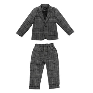 2 Piece Boys Suit Set Plaid Kids Blazer & Pants Outfit, Leisurewear or Wedding Party Clothes (4-5 Years)