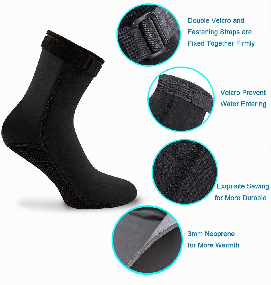 ReHaffe Water Neoprene Socks 3mm Sand Volleyball Socks Anti Slip Diving Booties for Men Women Youth Kids Swimming Surfing Snorkeling Spearfishing Wadeing and Water Sports