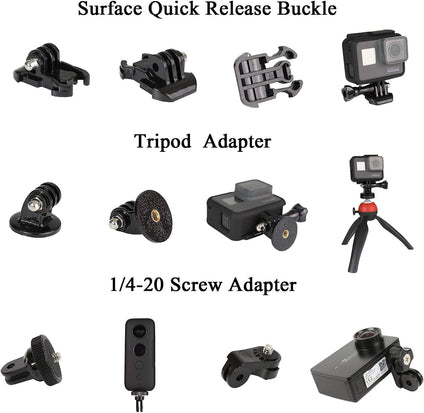 Universal Action Camera Accessory Kit for GoPro Hero 11 10 9 8 7 6 5 Blcak Go pro Max Insta360 One R/X2/X3 DJI OSMO Action 2 3 and Other Action Camera