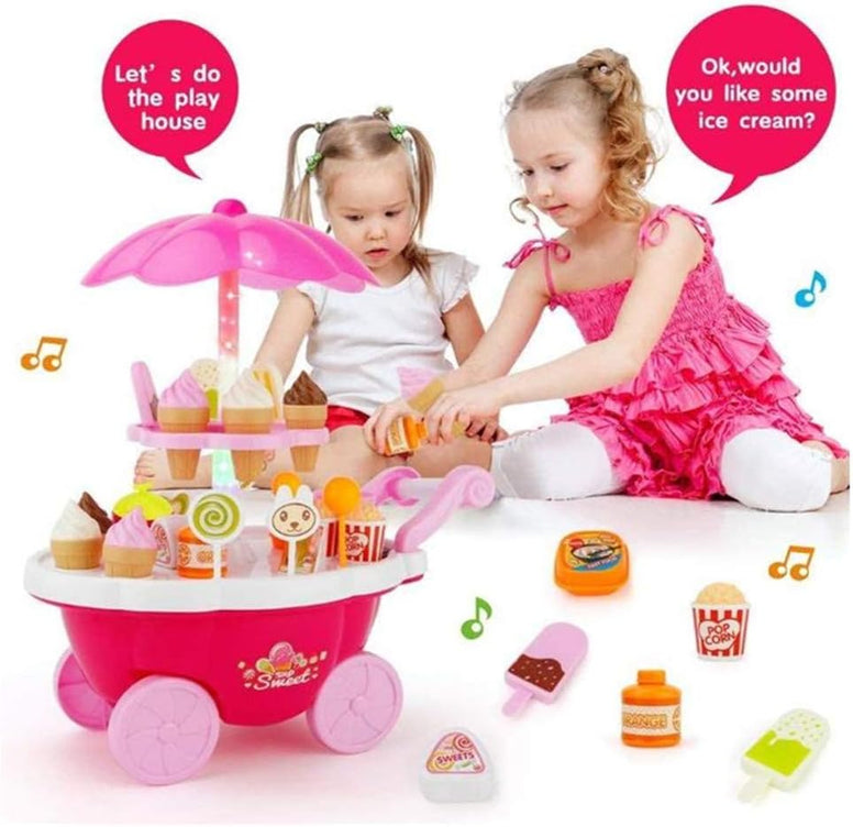 SAMSUNG Playset Toy Candy Ice Cream Car Toys Pretend Play Set Toy Pink Fun Toys 39 Pieces For Girls Gift