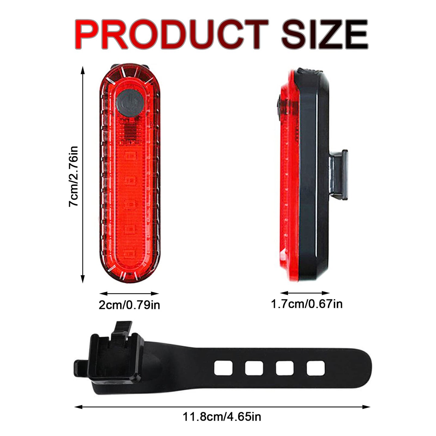 YUERWOVER 2 Pack USB Rechargeable LED Bike Tail Light Bicycle Rear Light Cycling Night Essential Reflector Seat Back Safety Lamp 4 Modes Waterproof Bright Warning Flash MTB Light for Men Women Kids