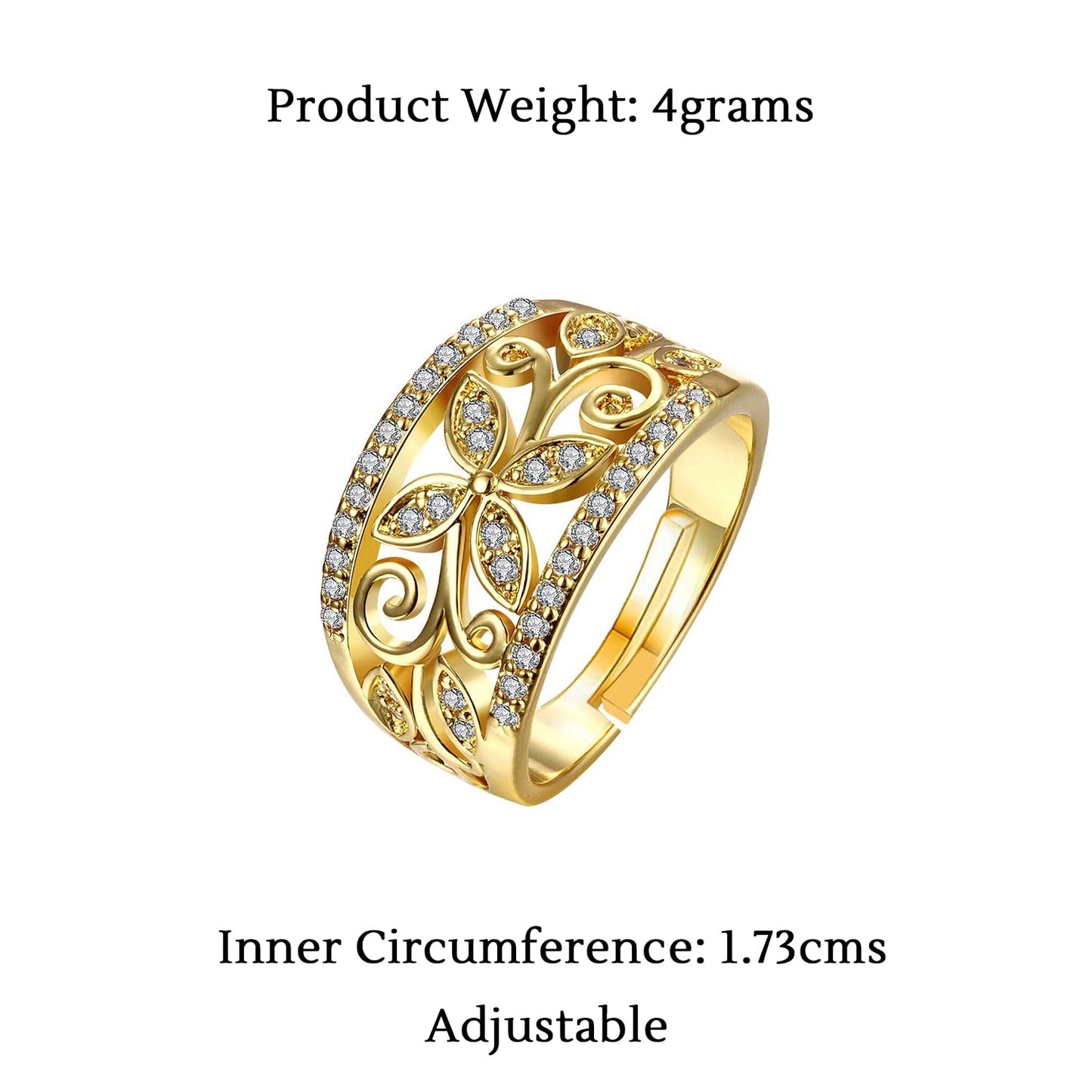 YELLOW CHIMES Flower Band Golden Ring for Women and Girls