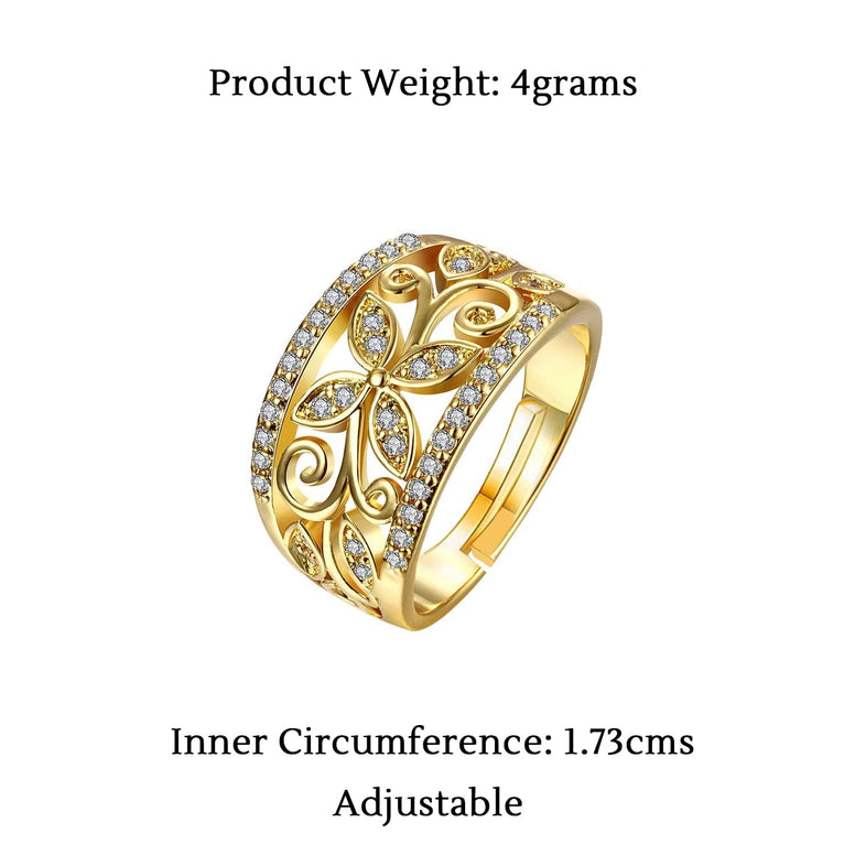 YELLOW CHIMES Flower Band Golden Ring for Women and Girls