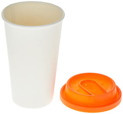 Fun Paper Cups with Lids and heat protection Sleeves Tea Cup grab & go 475ml BPA-Free Coffee Lids For Hot Cups 16oz Citrus Lid (Pack of 10)