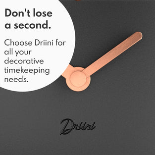 Driini Modern Mid Century Desk & Shelf Clock (Black Rose Gold) - Small Battery Operated and Silent Analog Tabletop Clocks for Living Room Decor – Ideal for Mantle, Office Table, Desktop or Nightstand