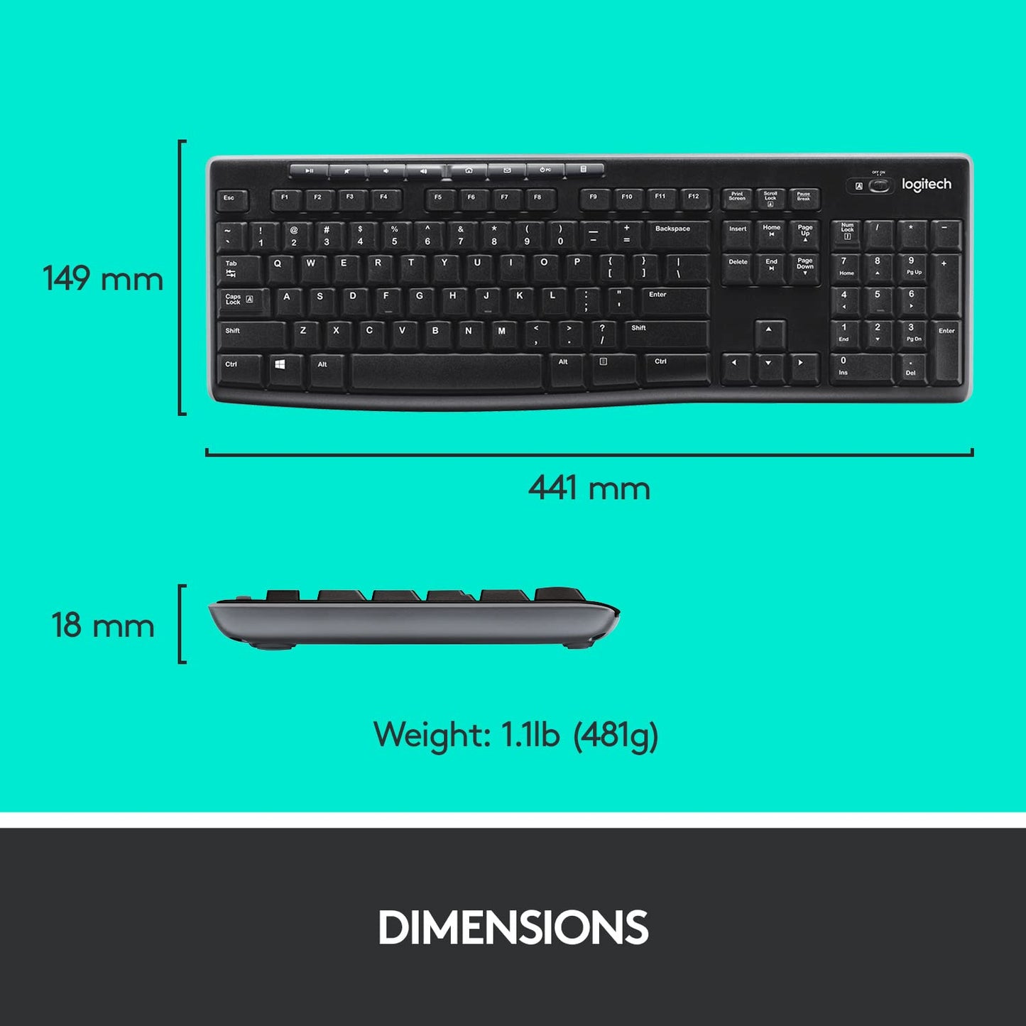Logitech Mk270 Wireless Keyboard And Mouse Combo For Windows, 2.4 Ghz Wireless, Compact Wireless Mouse, 8 Multimedia And Shortcut Keys, 2-Year Battery Life, Pc/Laptop, English/Arabic