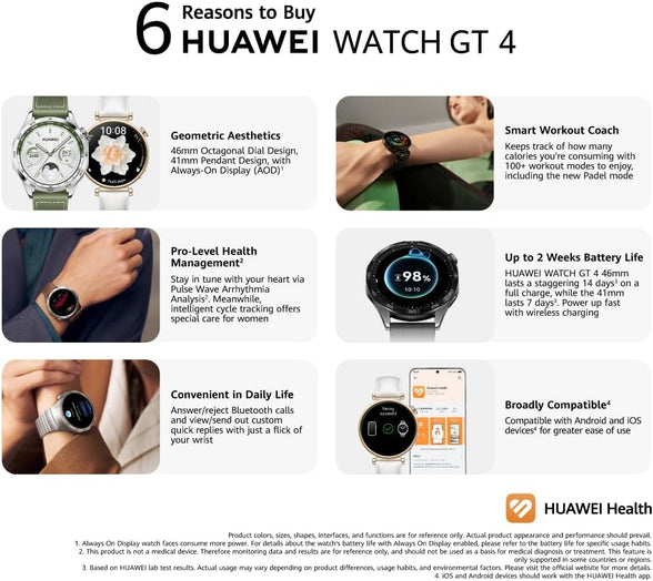 HUAWEI Watch GT4 41mm Smartwatch + HUAWEI Freebuds SE + Strap, 7-Day Battery Life, Pulse Wave Analysis, Female Health Management 3.0, 24/7 Health Monitoring, Compatible with Android & iOS, Black