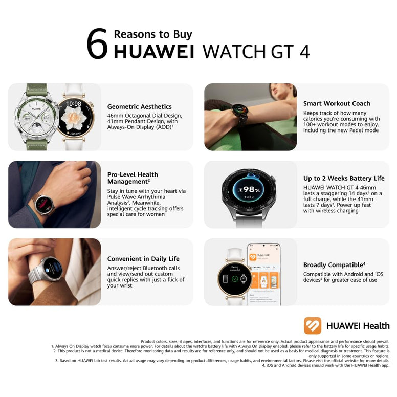 HUAWEI Watch GT4 41mm Smartwatch, HUAWEI Scale3 + Strap, 7-Day Battery Life, Pulse Wave Analysis, Female Health Management 3.0, 24/7 Health Monitoring, Compatible with Android & iOS, Black